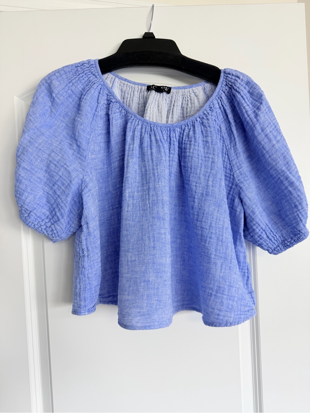 J. Crew - Light Blue Puff-Sleeve Peasant Top